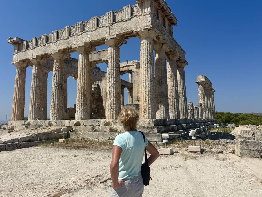 Admiring the Temple of Aphaea on Aegina. Admiring the Temple of Aphaea on Aegina.