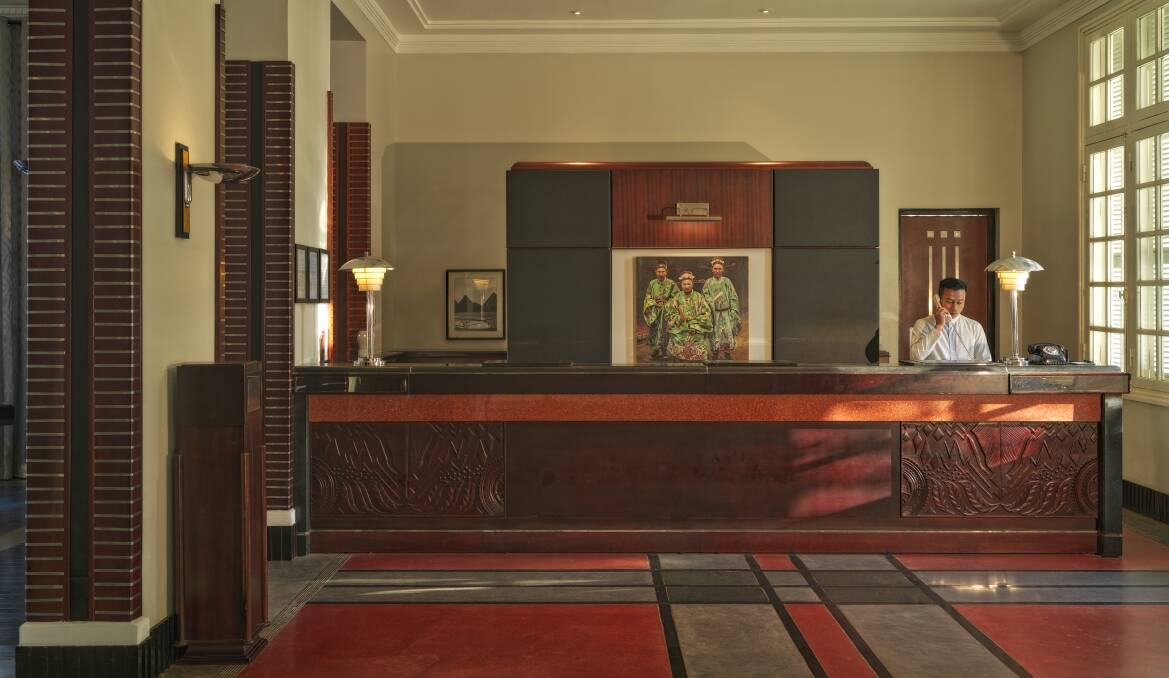 Azerai La Residence reception desk.