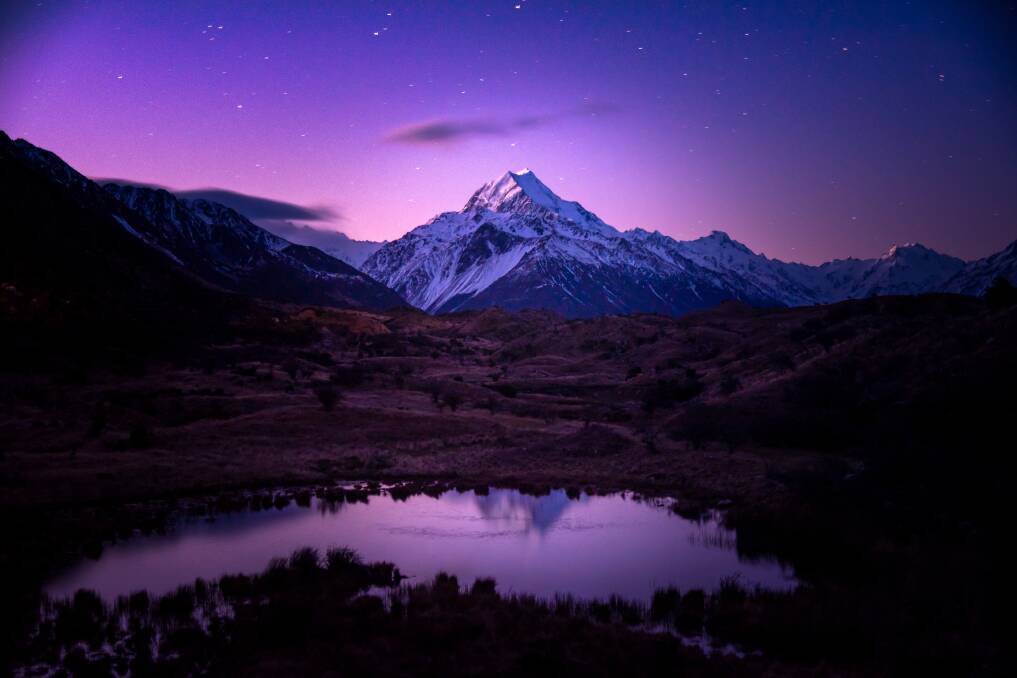 Aoraki Mt Cook at night.