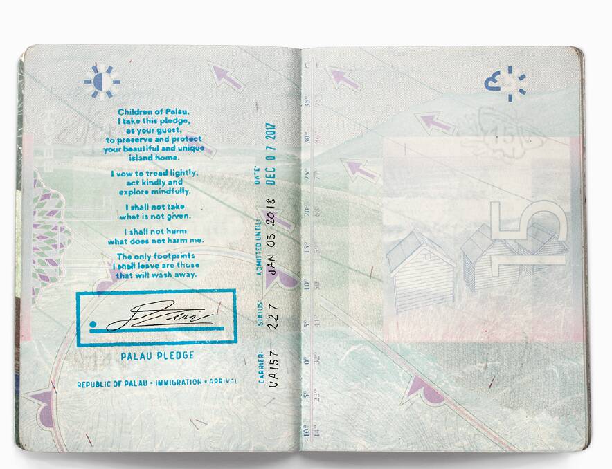 The Palau Pledge, stamped in passports and signed. Picture: Supplied