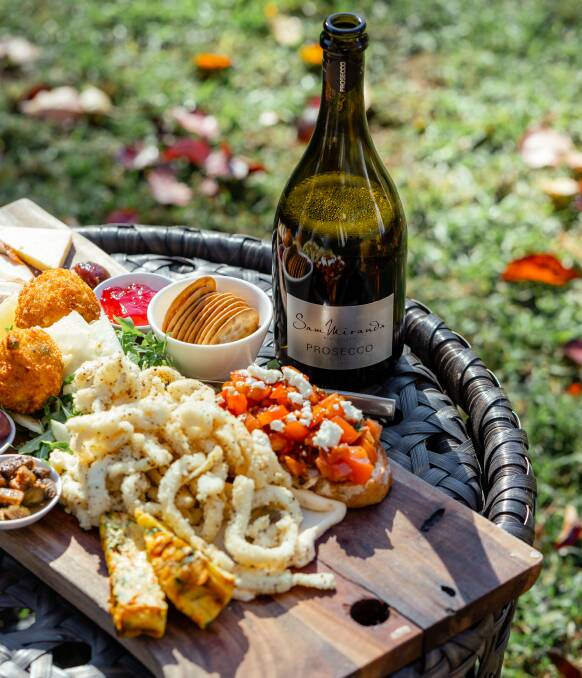 Food and wine at Sam Miranda winery.