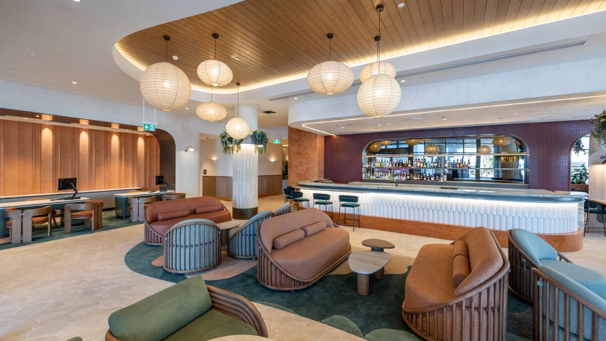 Earthy colours in the lobby. Earthy colours in the lobby.