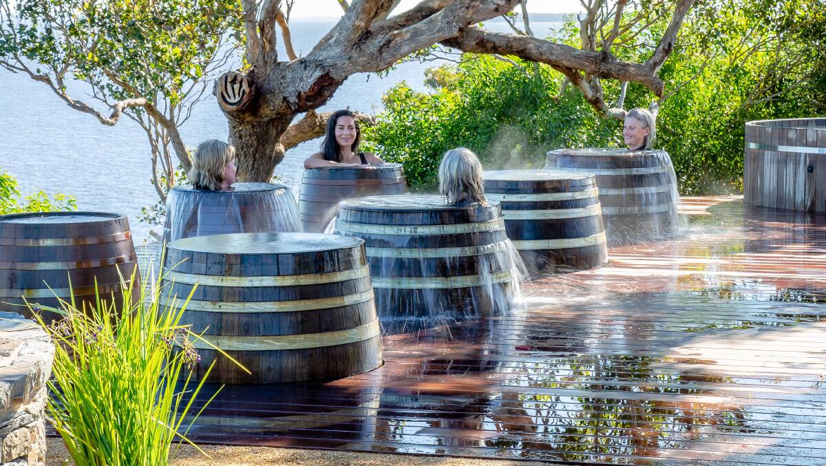 Bathing barrels at Metung Hot Springs.
