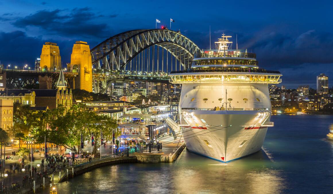 Surrounded by city-lights, Sydney Harbour is one of the best locations in Australia for ship-spotting. Picture by Getty Images