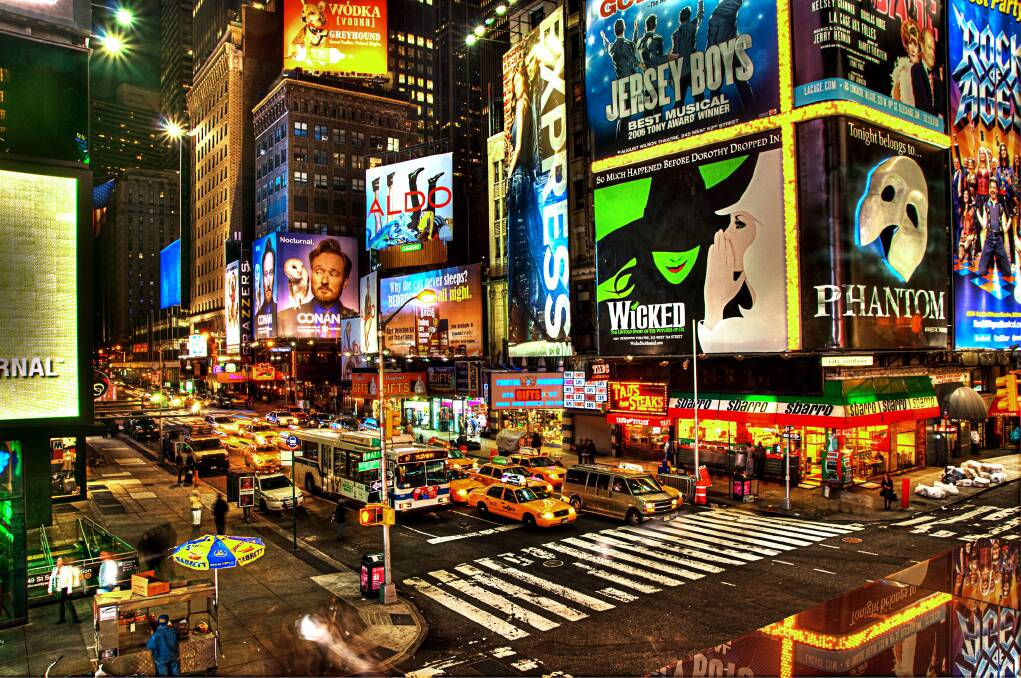 Neon lights on Broadway. Picture: Getty Images