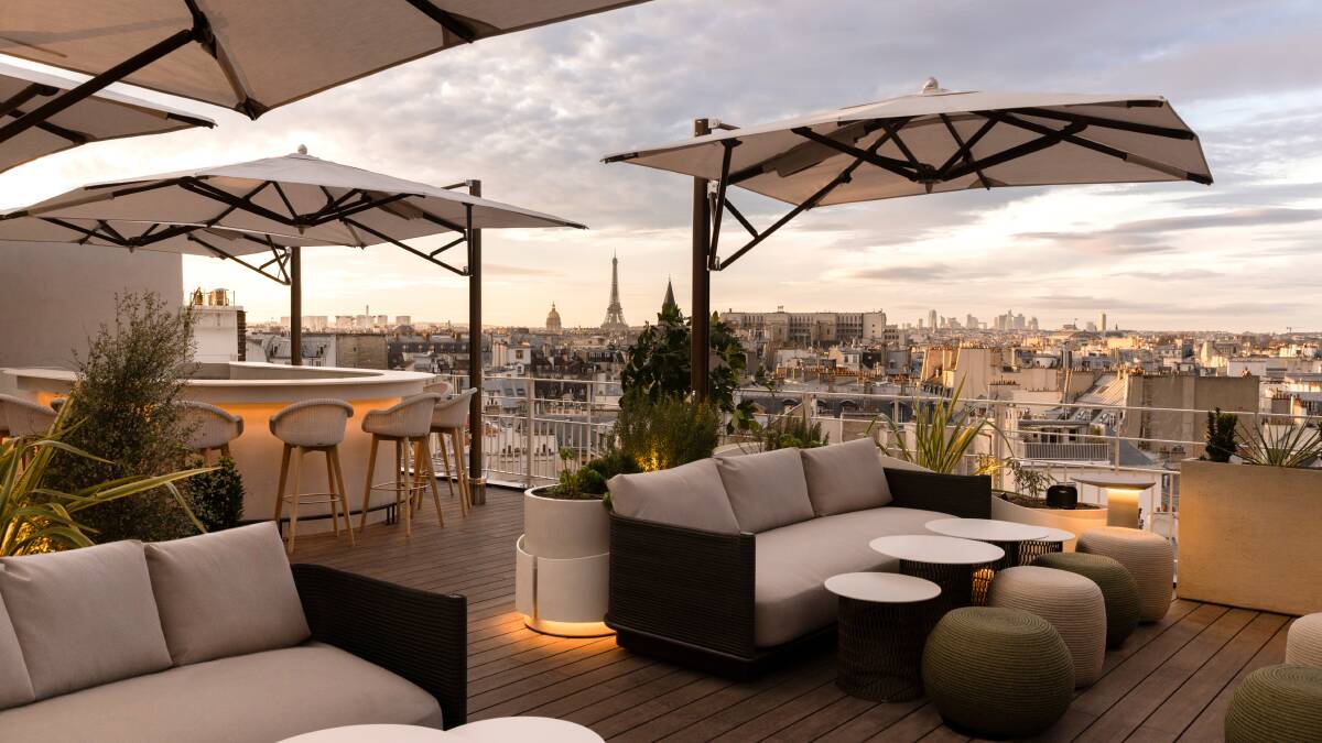 City views from the onsite rooftop bar. City views from the onsite rooftop bar.