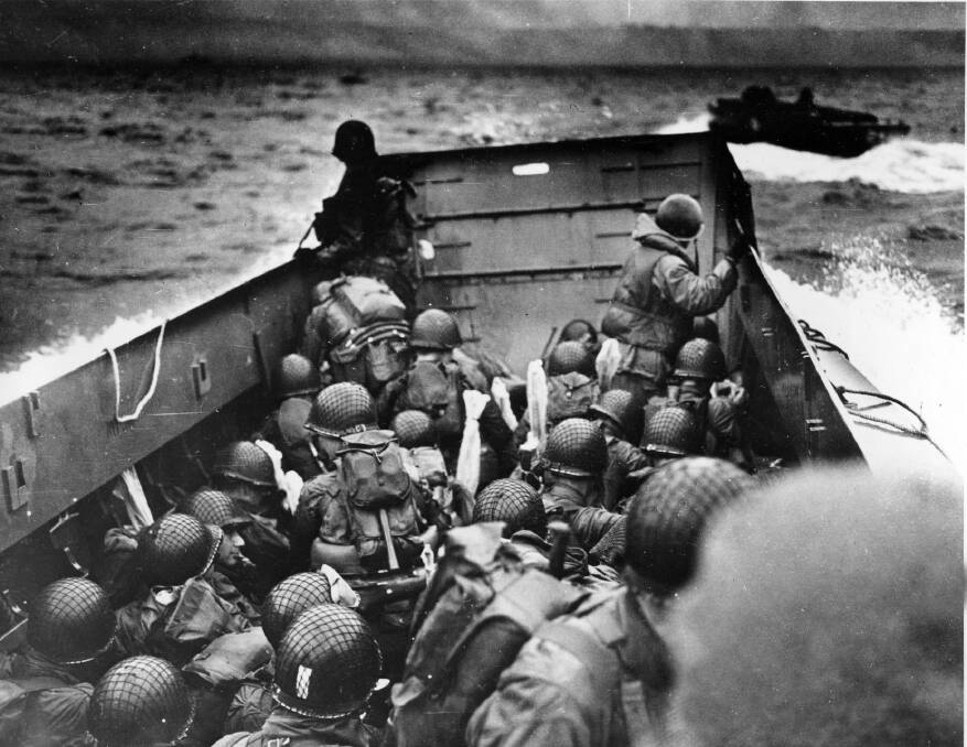 A D-Day landing barge in 1944.