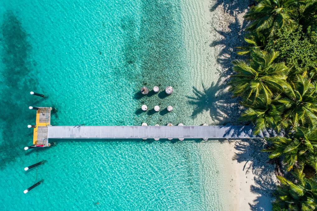 An aerial view of Direction Island. An aerial view of Direction Island.