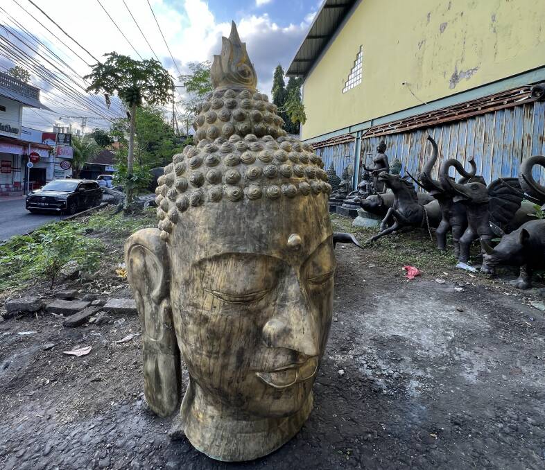 Outside Kerobokan's brass warehouse.