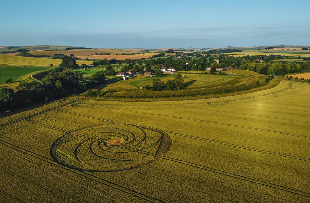 A 2021 crop circle in Wiltshire, England. Picture: Getty Images A 2021 crop circle in Wiltshire, England. Picture: Getty Images