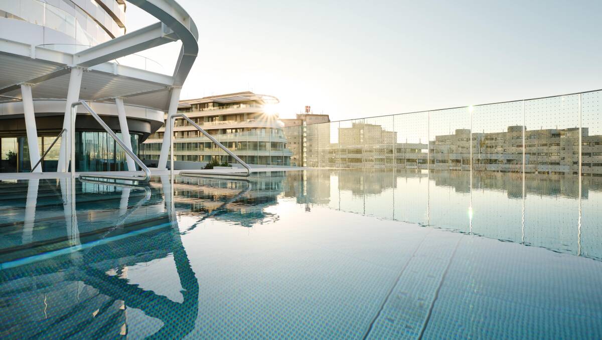 The heated infinity pool.