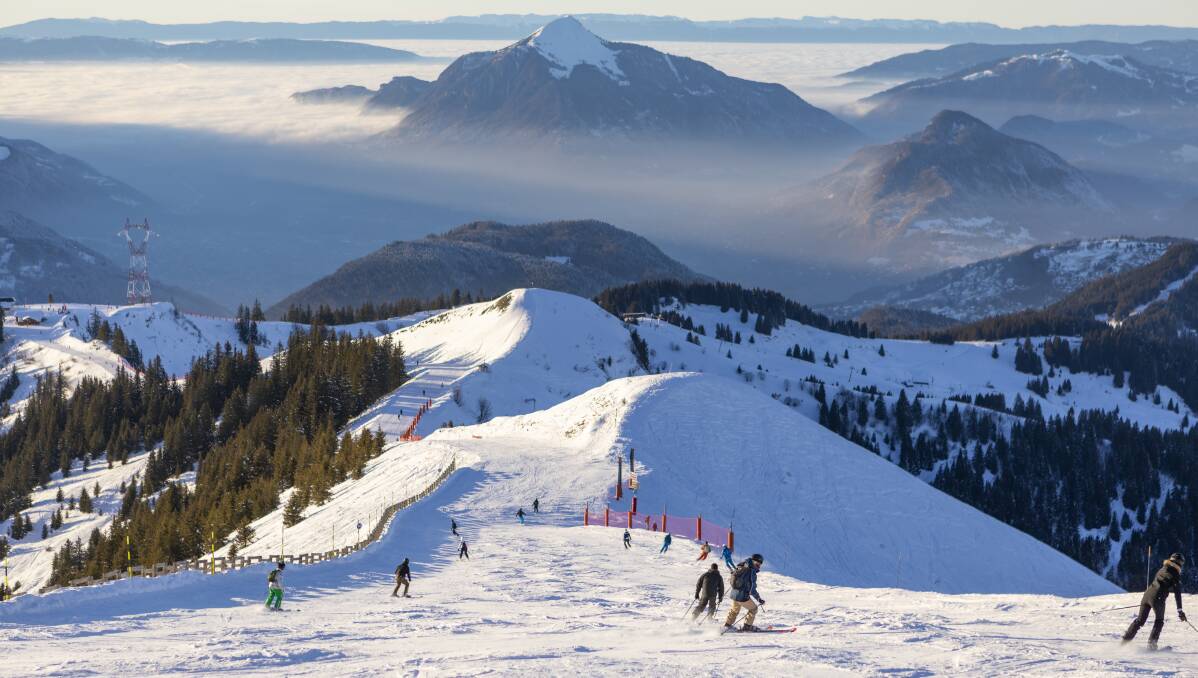 View down the Grand Massif ski area's Perce Neige run towards Le Mle and the Arve Valley. Picture: Mark Daffey View down the Grand Massif ski area's Perce Neige run towards Le Mle and the Arve Valley. Picture: Mark Daffey