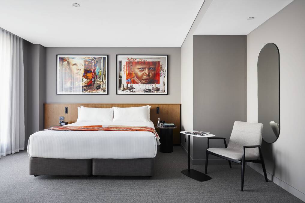 A guestroom with artworks. A guestroom with artworks.