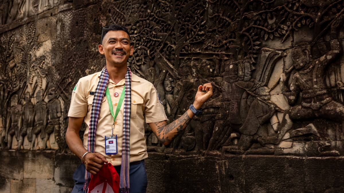 Intrepid guide Fila at Angkor Wat. Poicture: Intrepid Intrepid guide Fila at Angkor Wat. Poicture: Intrepid