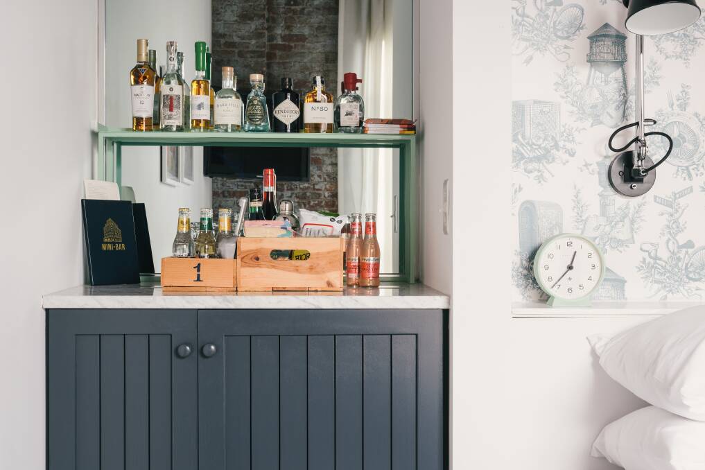 The minibar at Wythe Hotel in New York City. The minibar at Wythe Hotel in New York City.