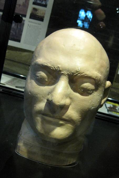 Ned Kelly death mask, Old Melbourne Gaol. Picture: Ken Robertson