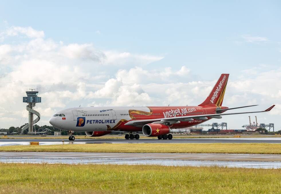 Vietjet on its inaugural touchdown in Sydney. Vietjet on its inaugural touchdown in Sydney.