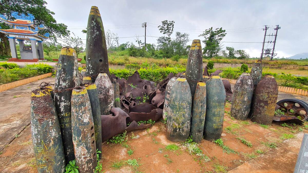 Munitions from half a century ago are scattered around the former base. Munitions from half a century ago are scattered around the former base.
