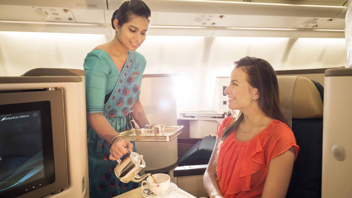 Tea service on board SriLankan Airlines in business class. Tea service on board SriLankan Airlines in business class.