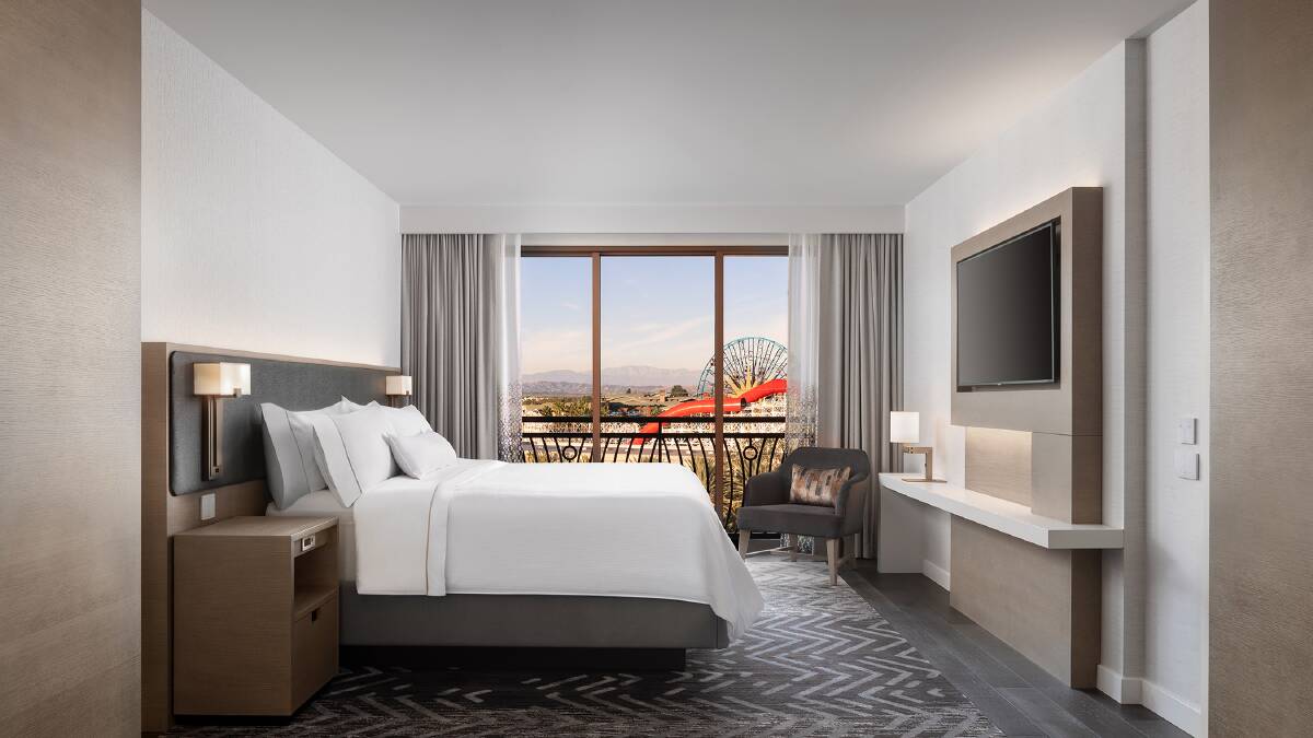 A room with a view of Disneyland's Incredicoaster. A room with a view of Disneyland's Incredicoaster.