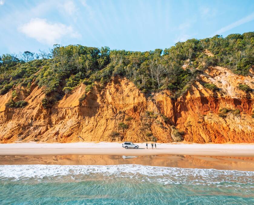 Coloured sands on the Great Beach Drive. Picture by Tourism Noosa