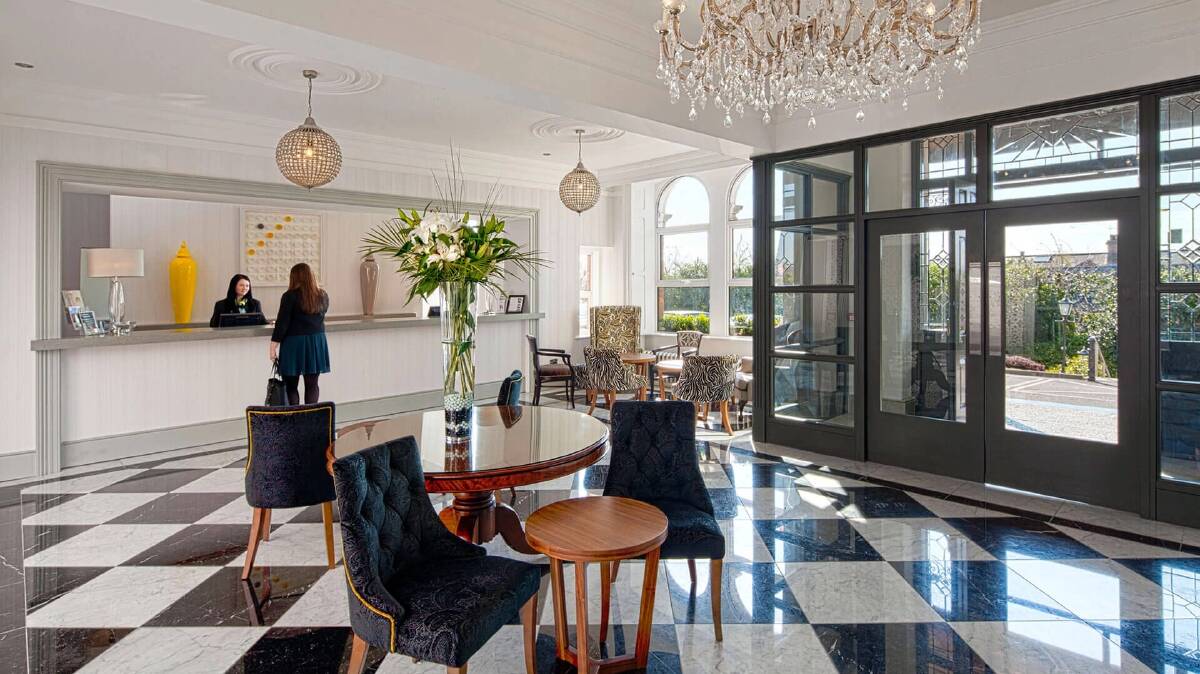 The hotel's lobby.
