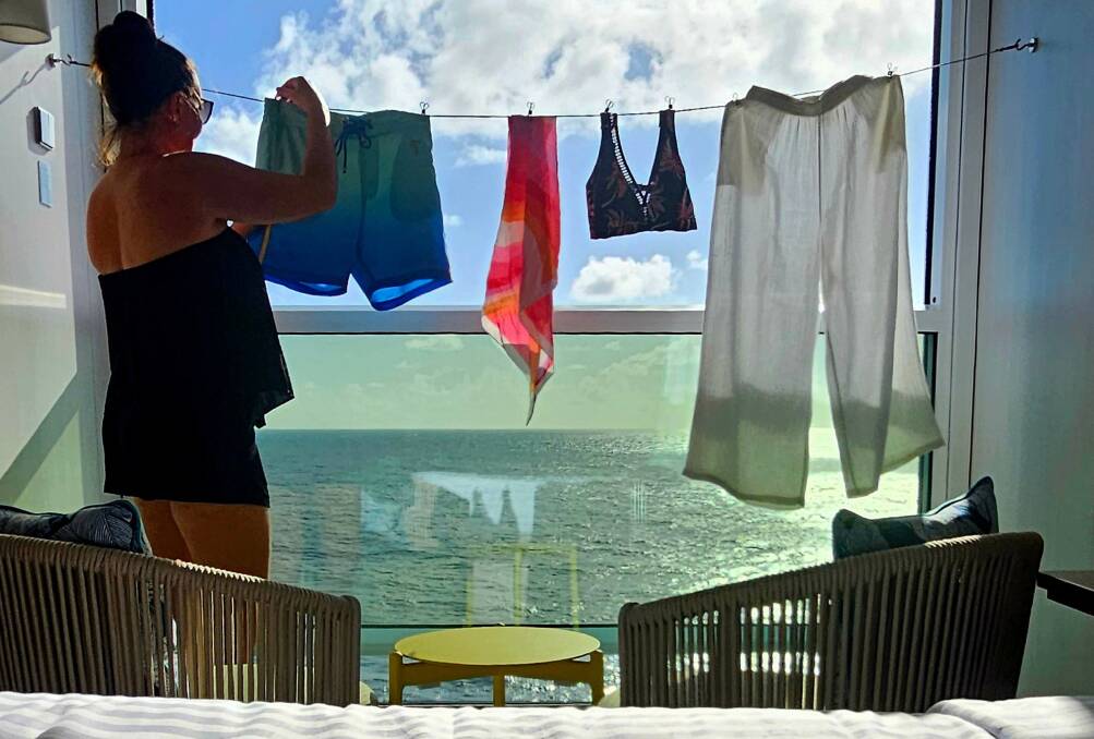 Clothesline in a cabin.