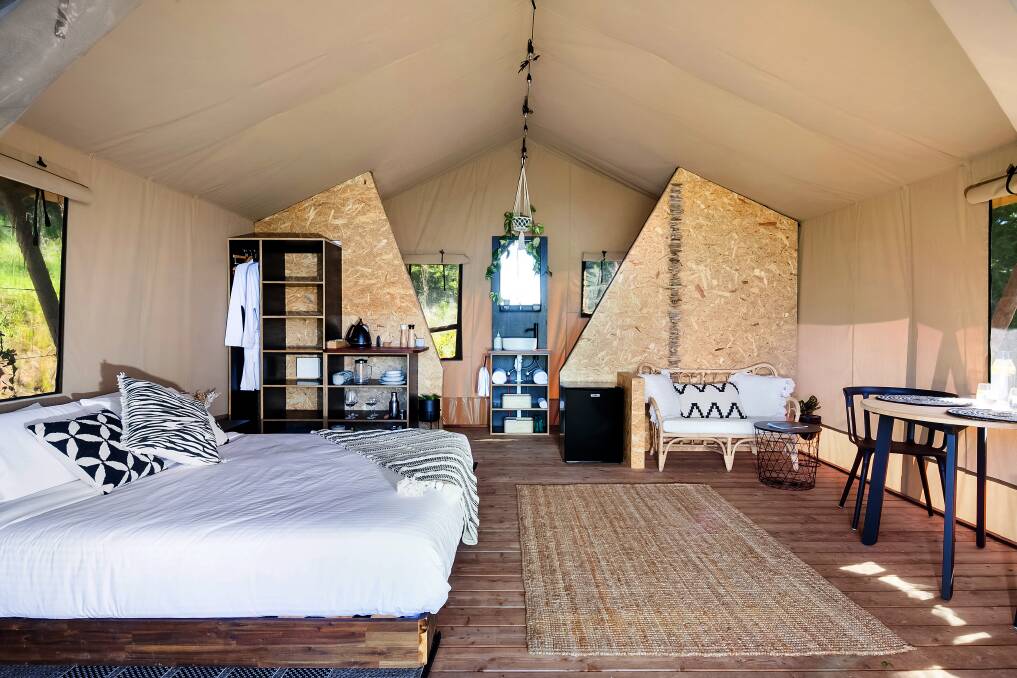 Inside a Safari tent.