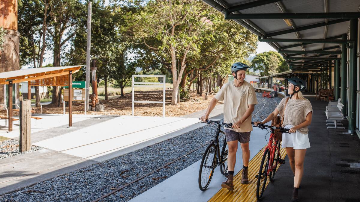 Starting out on the trail at Murwiillumbah's historic railway station.