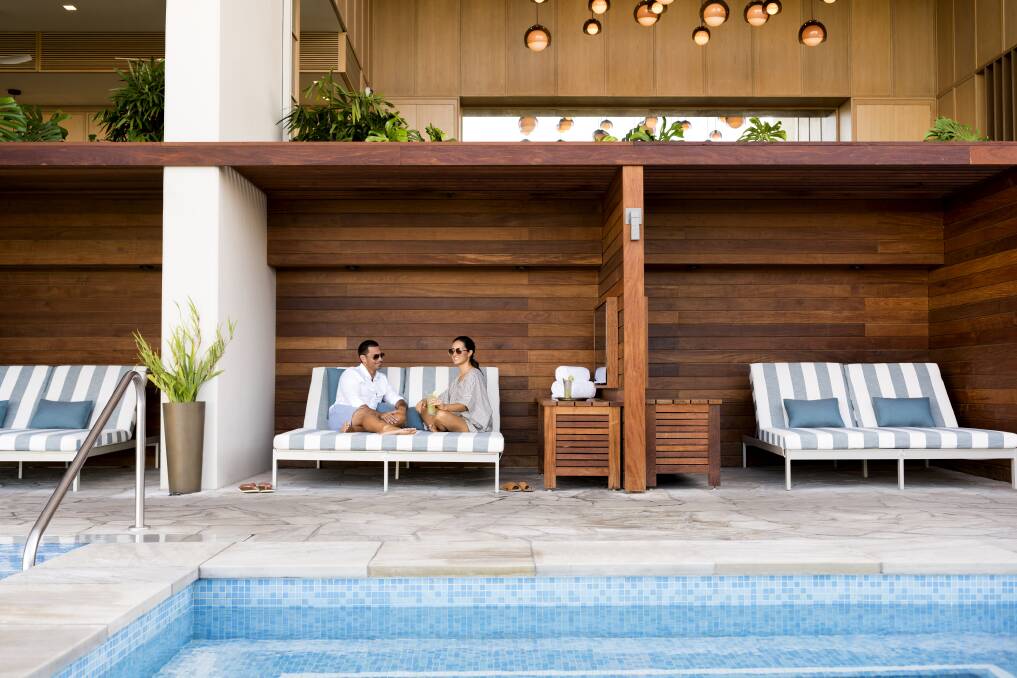 Relaxing by the pool.