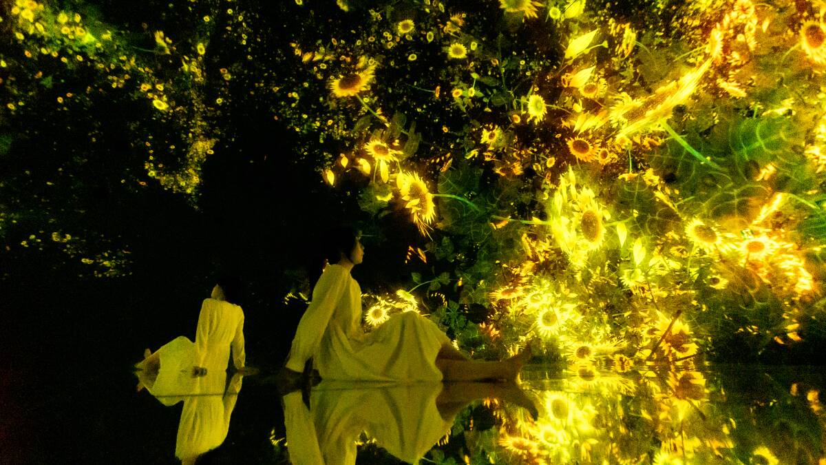 Floating in the Falling Universe of Flowers at Tokyo's teamLab Planets. Floating in the Falling Universe of Flowers at Tokyo's teamLab Planets.