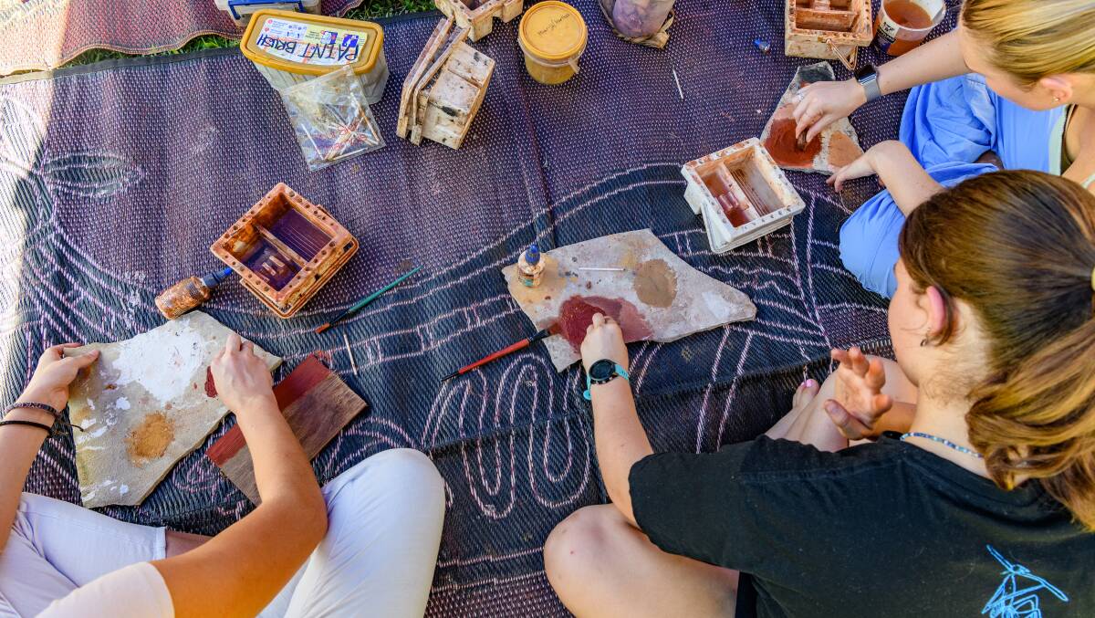 Dolobbo Bim (bark painting) at Taste of Kakadu. Picture: Parks Australia Dolobbo Bim (bark painting) at Taste of Kakadu. Picture: Parks Australia