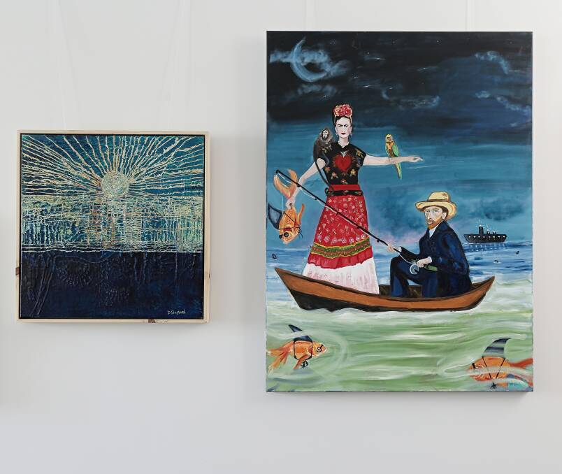 Original works by local artists Diana Shepherd and Lisa Jones at Hola.
