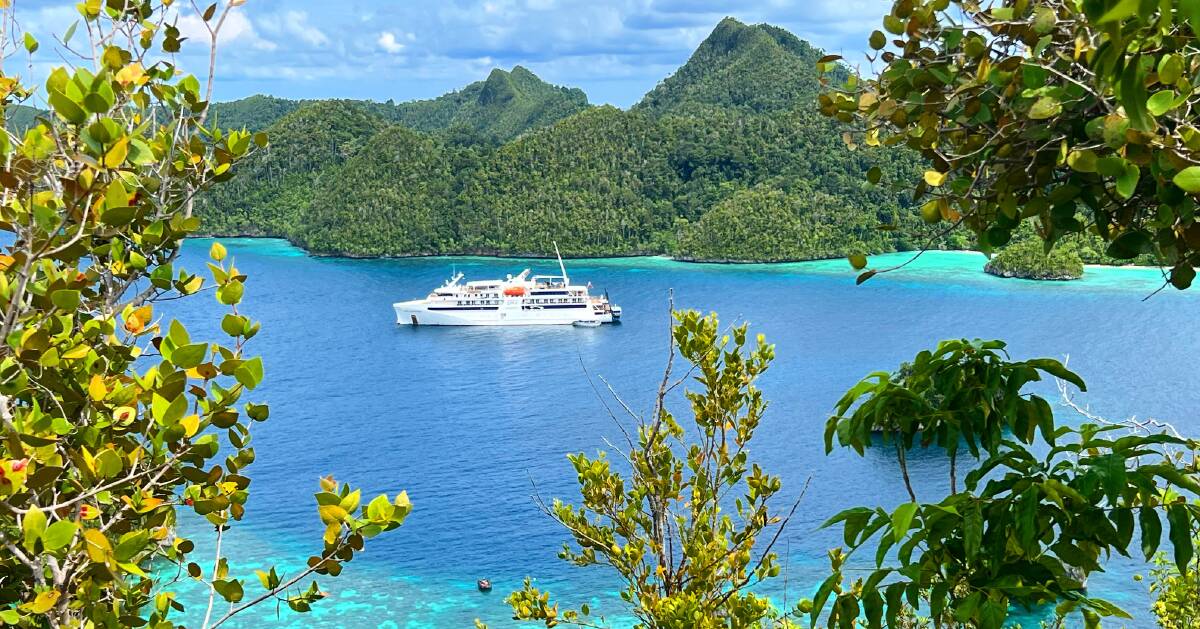 The Coral Adventurer in Wayag Lagoon. Picture: Sue Gough Henly