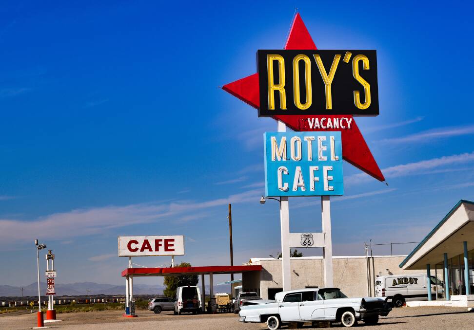 Pit stop at a classic Route 66 motel. Picture: Getty Images Pit stop at a classic Route 66 motel. Picture: Getty Images