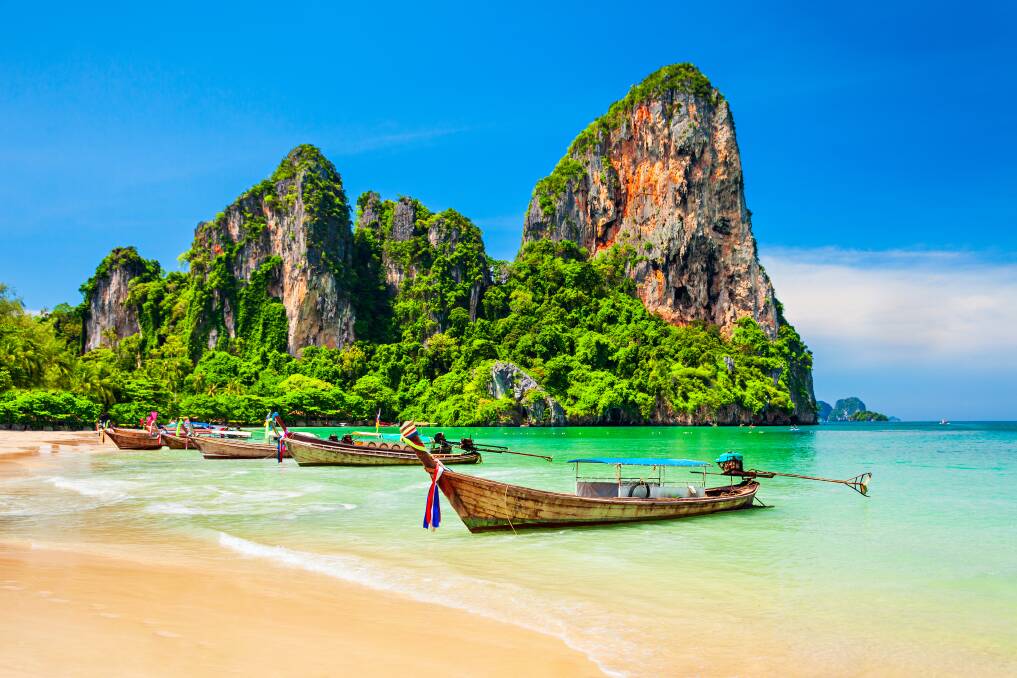 Longtail boats on Railay Beach. Picture: Getty Images