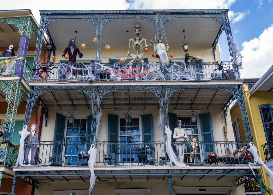 Halloween decorations on wrought-iron balconies in New Orleans. Picture by Getty Images Halloween decorations on wrought-iron balconies in New Orleans. Picture by Getty Images