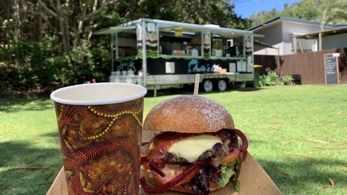 A kangaroo burger at Aunties Café at NSW's Broken Head. A kangaroo burger at Aunties Café at NSW's Broken Head.