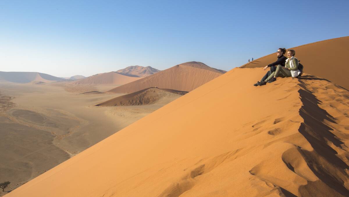 Atop Dune 45 in the Namib Desert. Atop Dune 45 in the Namib Desert.