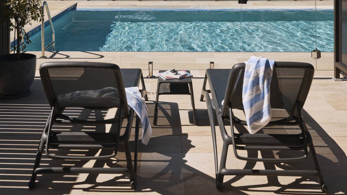 By the pool. By the pool.