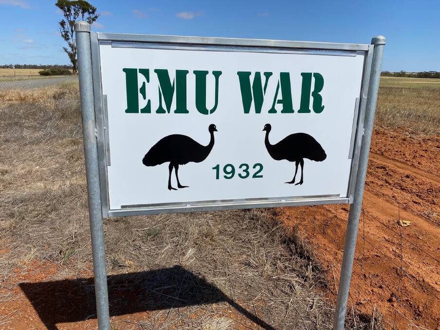The Emu War sign. Picture: Mark Dapin