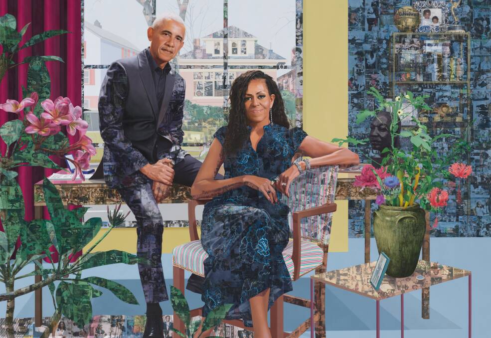 A portrait of the Obamas. A portrait of the Obamas.