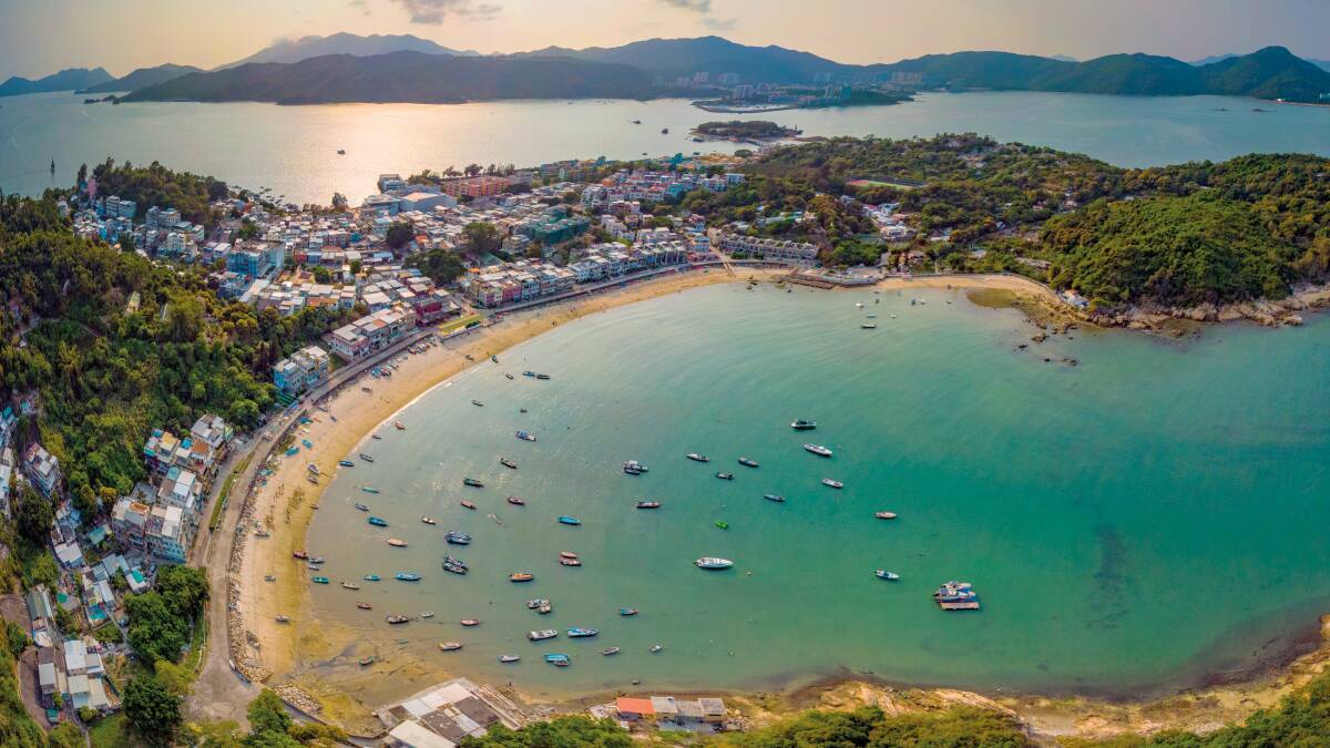 Beaches on the island of Peng Chau, Hong Kong.