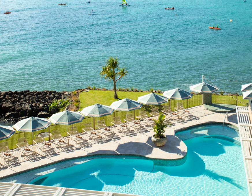 The private pool with cabanas. The private pool with cabanas.