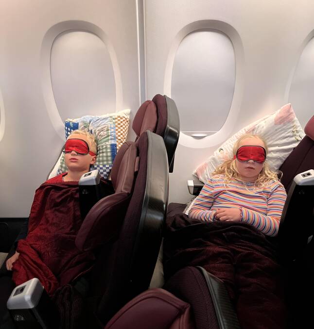 The writer's children get some long-haul shut-eye. The writer's children get some long-haul shut-eye.