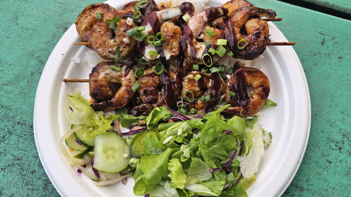 Barbecue prawns at Muri Night Market. Picture: Natascha Mirosch