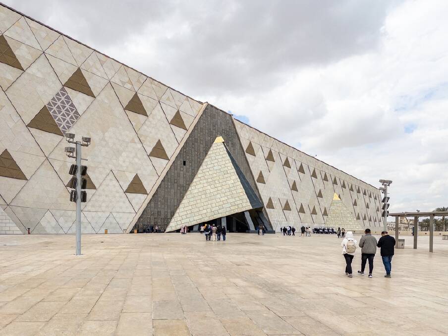 The museum's facade, inspired by the timeless forms of the pyramids. Picture by Shutterstock