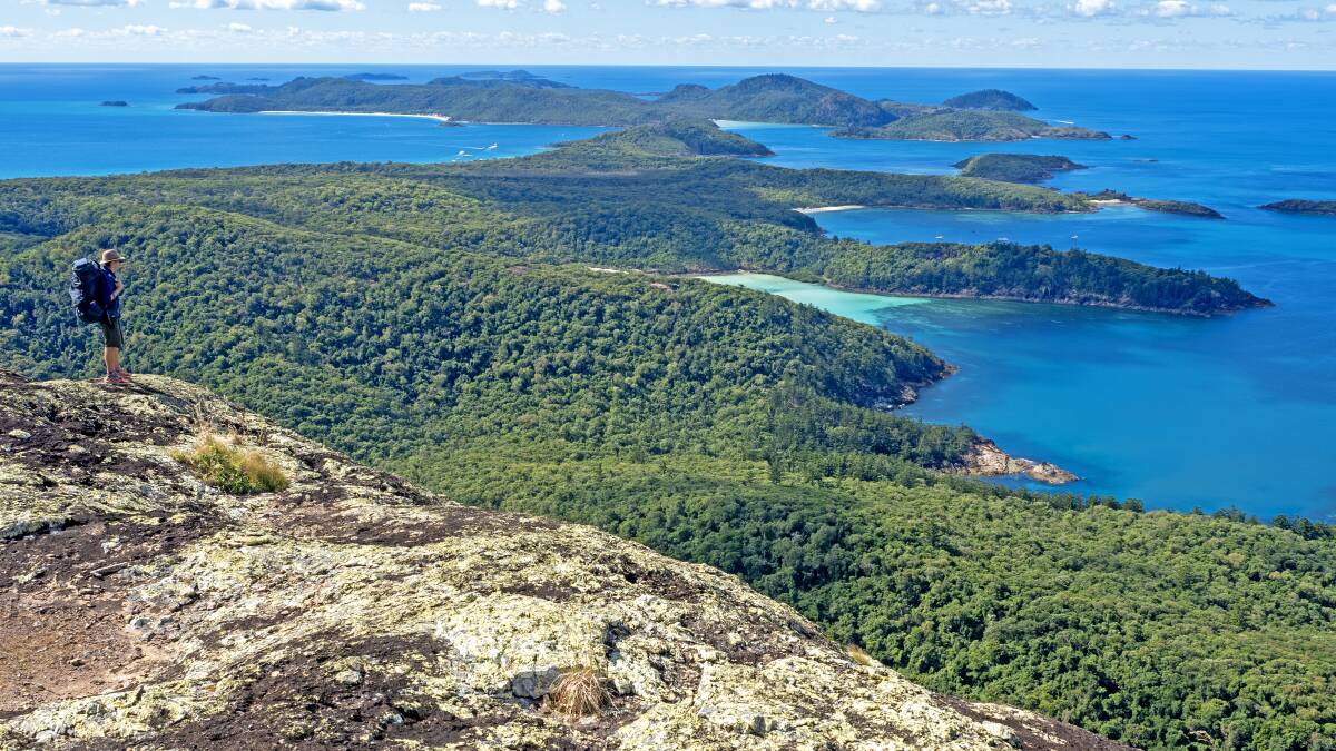 A hiker on Whitsunday Craig on the Ngaro Track. Picture by Andrew Bain