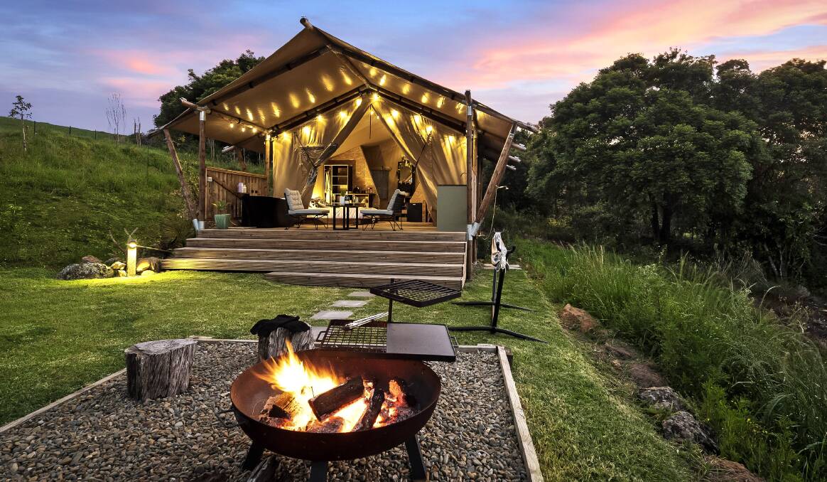 Each tent has a firepit.