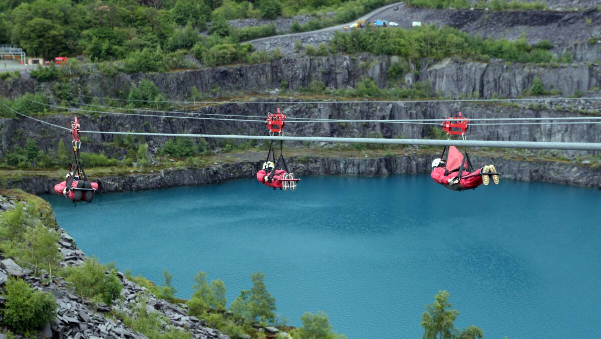 Zip World Penrhyn Quarry's zipline Velocity. Picture: Visit Wales
